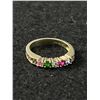 Image 2 : Sterling Silver Family Ring w/ Various Colors Gem Stones Marked Silver A R F