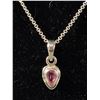 Image 2 : Italy Sterling Silver Chain and Pendant w/ Pinkish Purple Stone Necklace, Just Like New