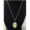 Image 1 : Vintage Skull Cameo Pendant w/ Chain Necklace