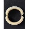 Image 2 : Vintage Crème Color Celluloid or Lucite w/ Rhinestones Hinged Bangle