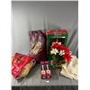 Image 1 : Lot Of Misc Christmas Décor - Floral, Animated, Candle Lamps & More