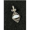 Image 2 : Vintage Sterling Silver w/ Genuine Australian Opal Swtone Pendant Marked 925