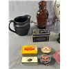 Image 2 : Lot Of Misc Vintage Collectibles - Tins, Shoe Polish, Glass Jars, Clock & More