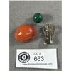 Image 1 : Malachite Marble, Carmelian & 1.25" Smoky Quartz Angel Pendant