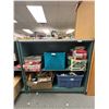 Image 1 : Large Green Store Display Shelves, Double Sided w/ 3 Shelves Per Side and Grey Laminate Tops. 45"H x