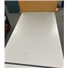 Image 2 : Large Green Store Display Shelves, Double Sided w/ 3 Shelves Per Side and Grey Laminate Tops. 45"H x