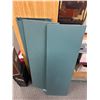 Image 2 : Large Green Store Display Shelves, Double Sided w/ 3 Shelves Per Side and Grey Laminate Tops. 45"H x