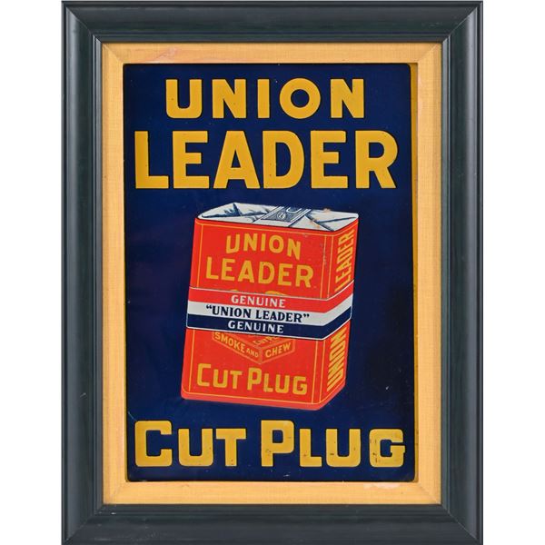 Union Leader Cut Plug Framed Tin Sign