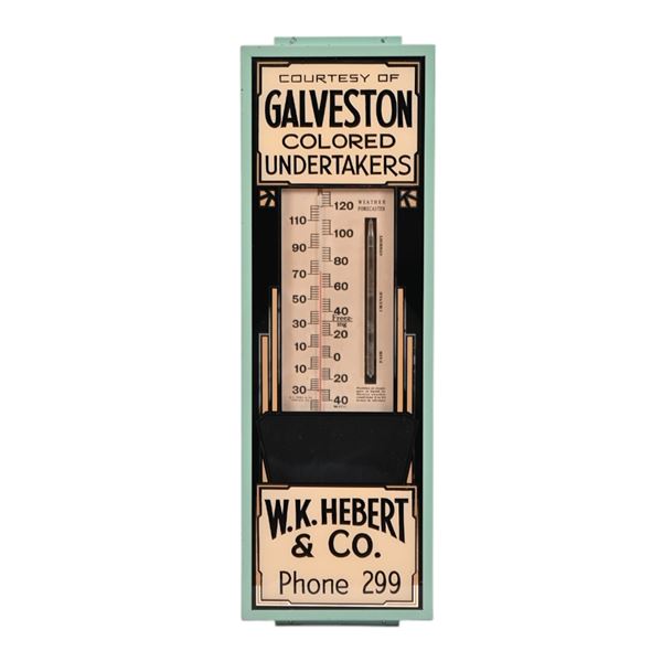 Galveston Texas Colored Undertakers Thermometer