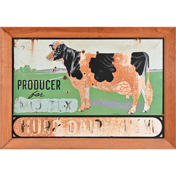 Hurd Dairy Cattle Porcelain Sign Mid-Tex