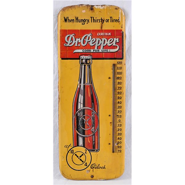 Dr. Pepper Red Brick Tin Advertising Thermometer