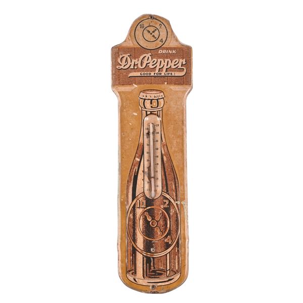 Dr. Pepper Bottle Tin Advertising Thermometer