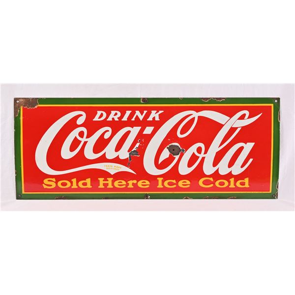 Coca-Cola "Sold Here Ice Cold" Porcelain Sign