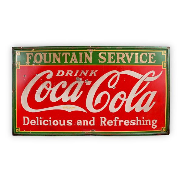 Coca Cola Fountain Service Large Porcelain Sign