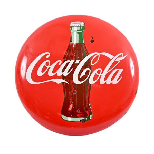 Coca-Cola Large Porcelain Button Sign 36"