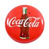 Image 1 : Coca-Cola Large Porcelain Button Sign 36"