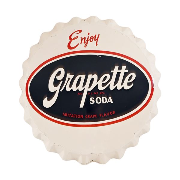 Grapette Soda Tin Bottle Cap Sign