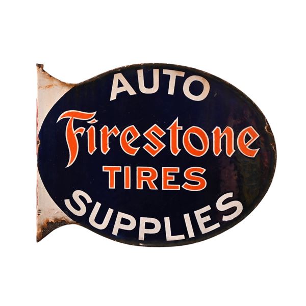 Firestone Tires Porcelain Double Sided Flange Sign