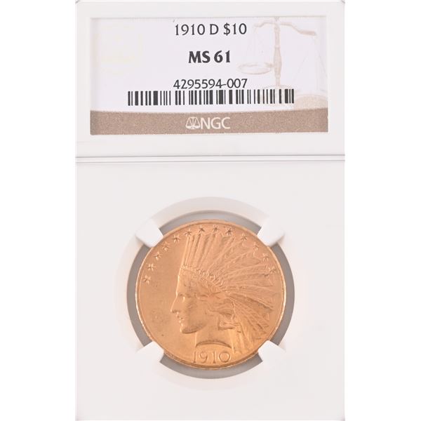 1910-D Indian Head $10 Gold Coin NGC MS61