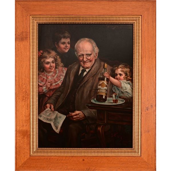 I.W. Harper Whiskey Reverse Glass Advertisement