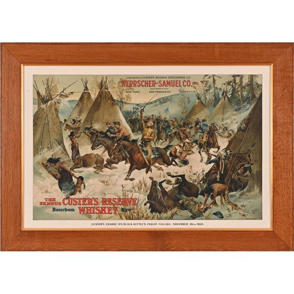 Custer's Reserve Whiskey Paper Advertising Sign