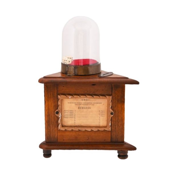 Antique Oak Coin-Op Dice Trade Stimulator