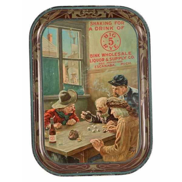 Rare Big 5 Rye Whiskey Lithograph Tin Serving Tray