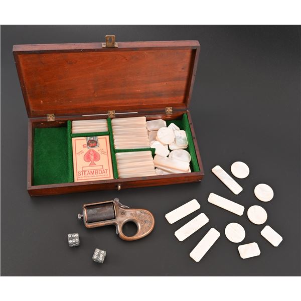 Engraved J. Reid Knuckle Duster Cased Gambler Set