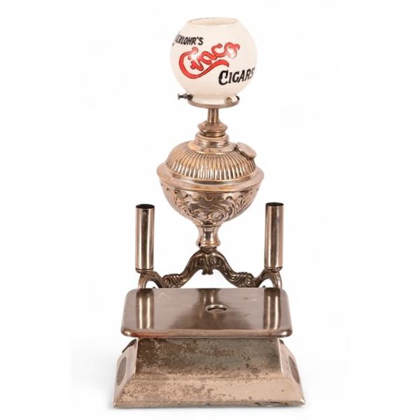 Antique Brunhoff Mechanical Cigar Cutter & Lamp