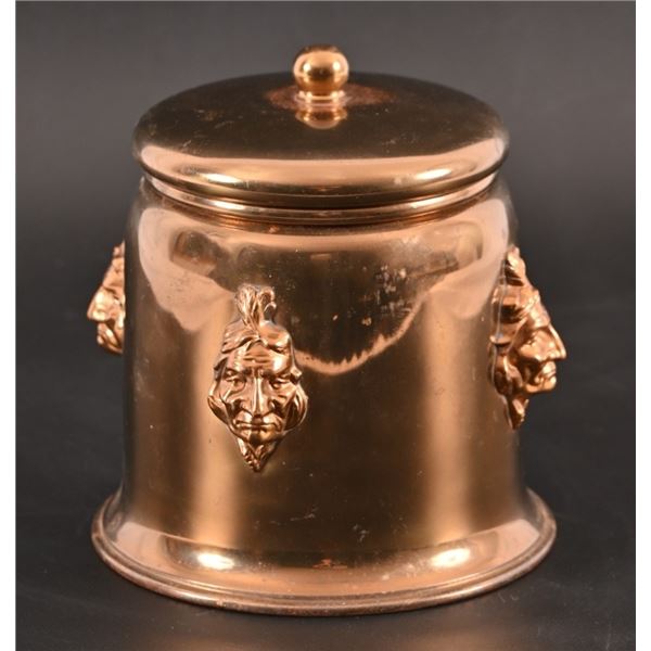 Antique Brass Indian Head Saloon Cigar Humidor