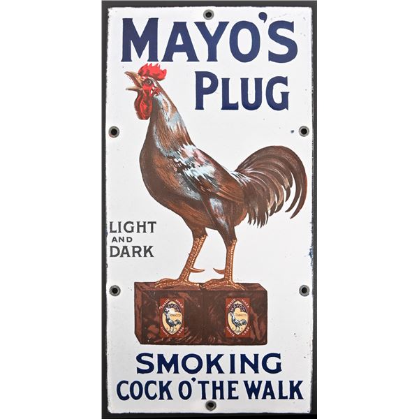 Mayo's Cut Plug Tobacco Porcelain Sign Near Mint