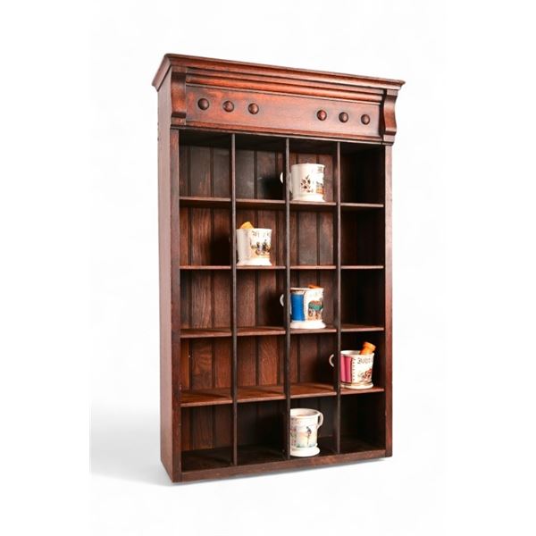 Antique Barbershop Shaving Mug Cabinet