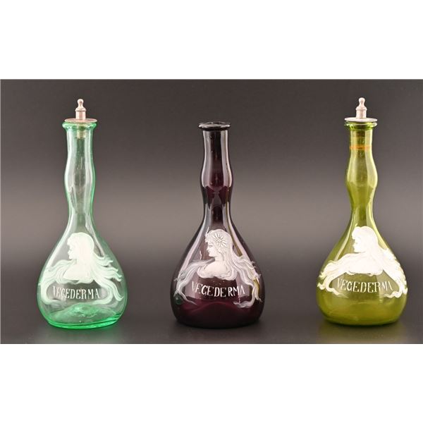 Antique Vegederma Barber Bottles (3)