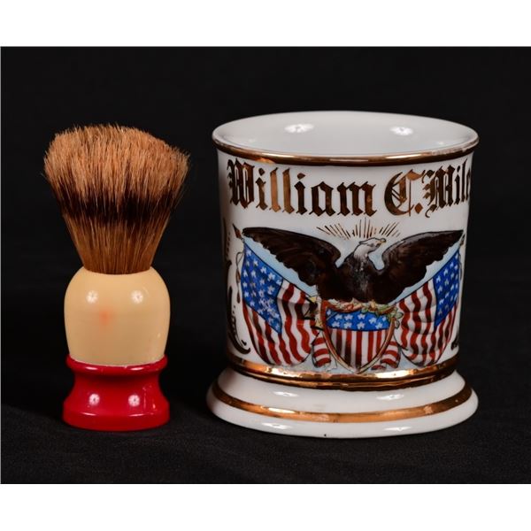 Antique Patriotic Shaving Mug With Brush