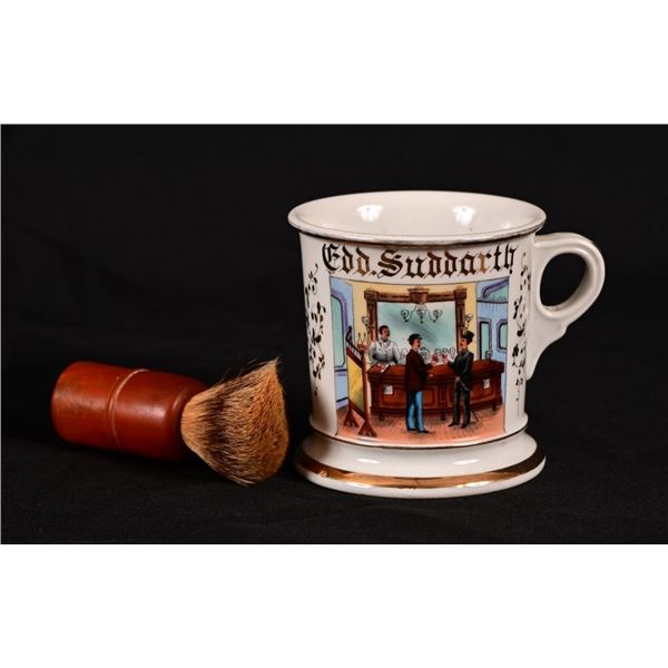 Antique Occupational Shaving Mug With Brush