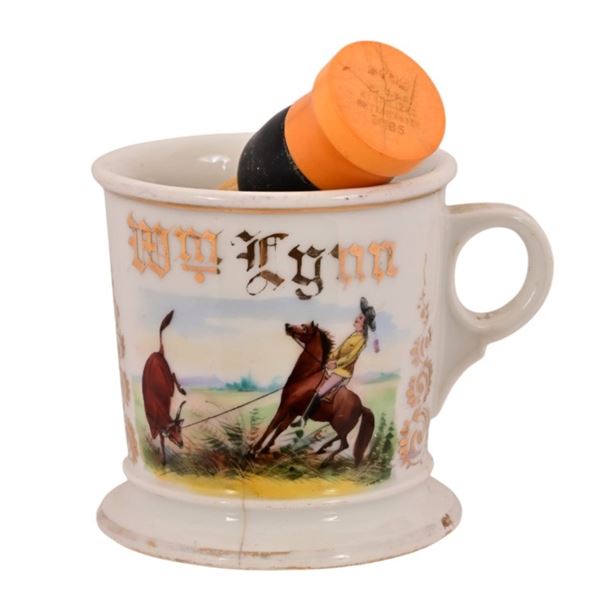 Antique Cowboy Occupational Shaving Mug & Brush