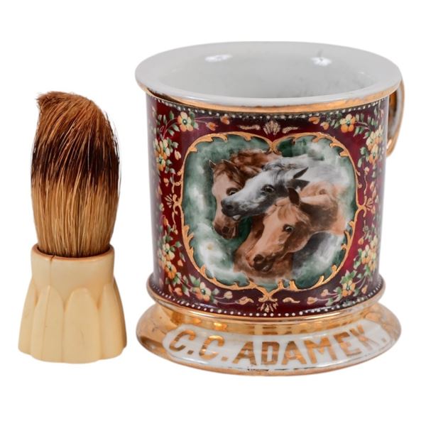 Antique Occupational Shaving Mug With Brush