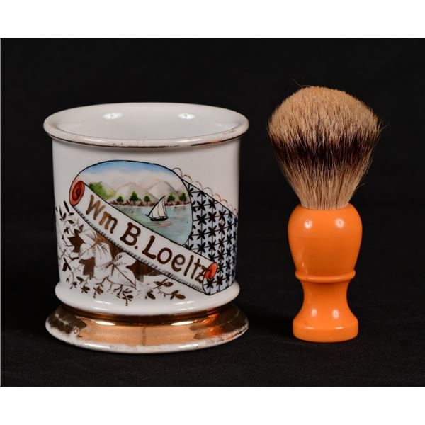 Antique Occupational Shaving Mug With Brush