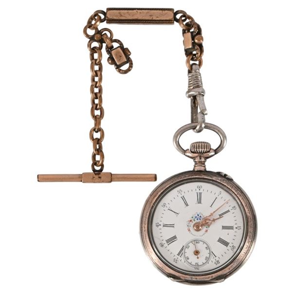 Remontoir Cylindre Pocket Watch with Watch Chain