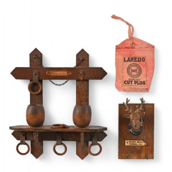 Antique Tobacco Room Pipe Rack & Advertising