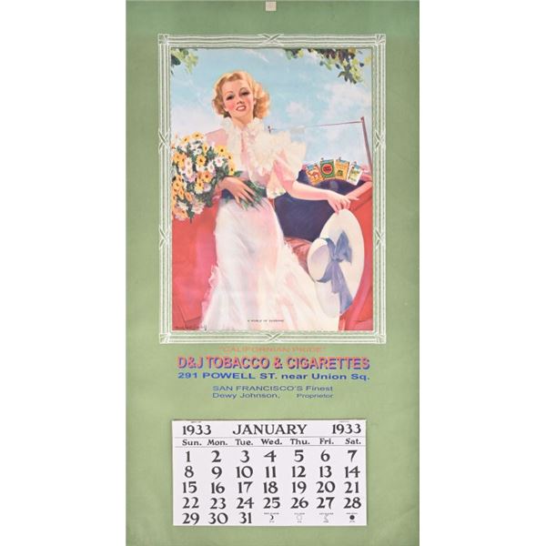 D&J Tobacco Co. 1933 Calendar