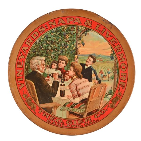 Napa & Livermore Vineyards Lithograph Tin Sign