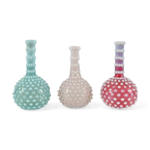 Three Antique Hobnail Barber Bottles