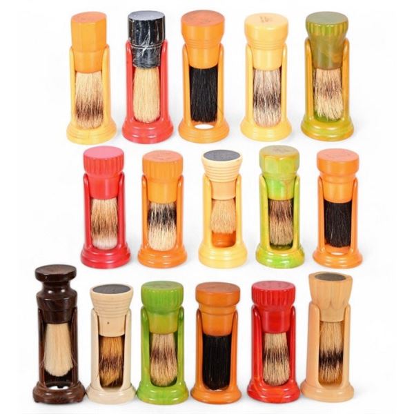 Collection of 16 Antique Bake-Lite Shaving Brushes