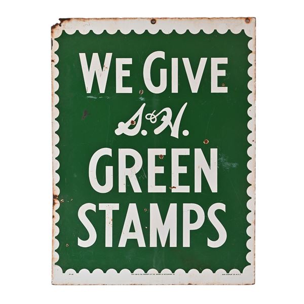Green Stamps Vintage Double-Sided Porcelain Sign