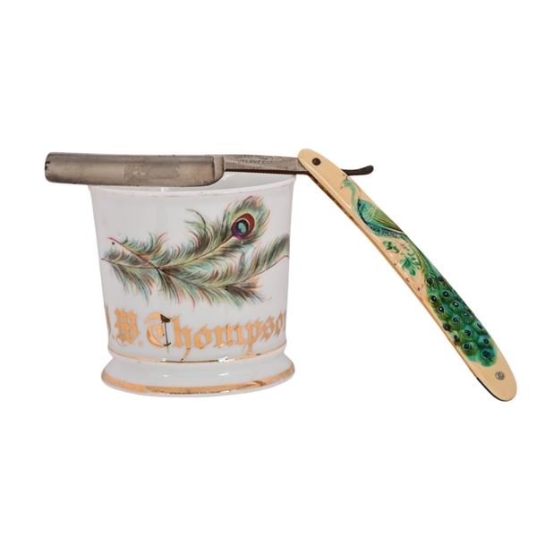 Antique Shaving Mug & Straight Razor