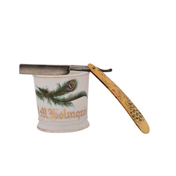 Antique Shaving Mug & Straight Razor