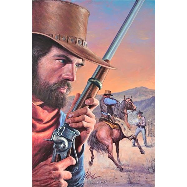"Riders West" Guy Deel Original Pulp Illustration