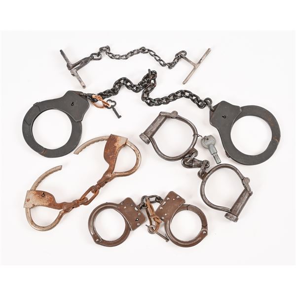 5 Sets Of Early Hand Cuffs