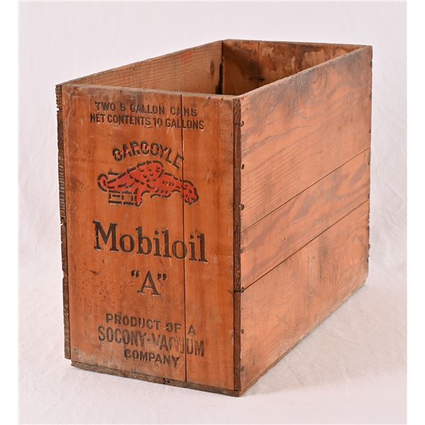 Vintage Mobiloil Gargoyle A Wooden Oil Crate